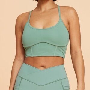 NWT Blogilates Women's Corset Cropped Bralette Hedge Green XL